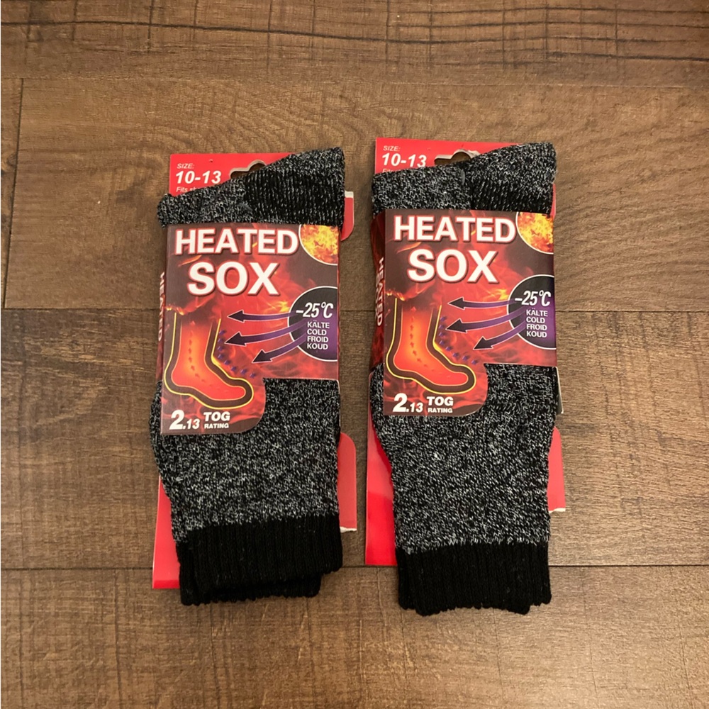 NWT 2 Pack Heated SOX 2.13 TOG Thermal Winter Socks 10-13 Men